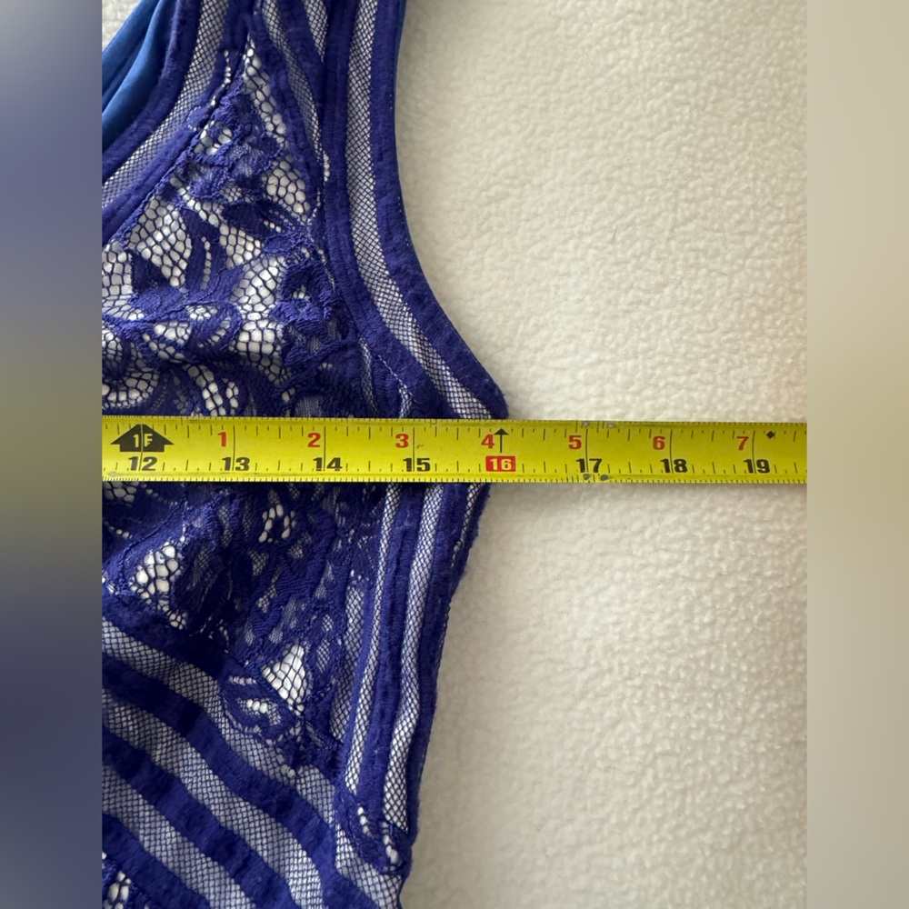 TADASHI SHOJI  royal blue V-neck lace midi formal evening dress size 4 - Picture 12 of 13